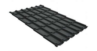 Металлочерепица классик GL 0,5 GreenCoat Pural RR 23 темно-серый (RAL 7024 мокрый асфальт)