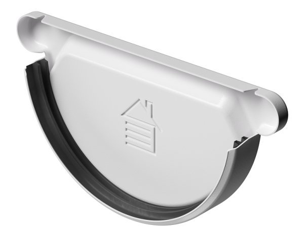 Заглушка желоба D125 Döcke STAL PREMIUM Пломбир, (RAL 9010) купить в Учалах