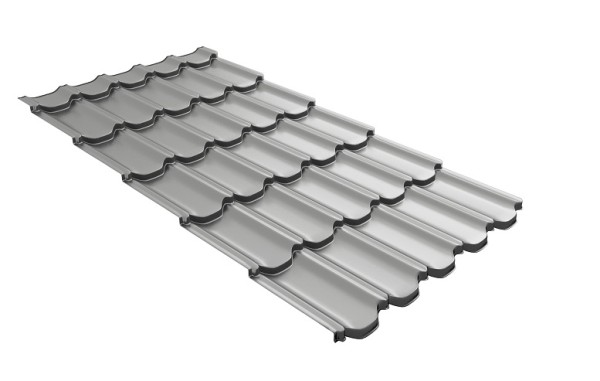 Металлочерепица квинта плюс с 3D резом 0,45 PE RAL 9006 бело-алюминиевый купить в Учалах