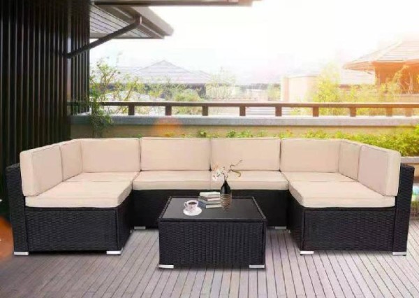 Диван-Трансформер AFINA модульный плетеный из иск. ротанга YR822_Black/Beige купить в Учалах