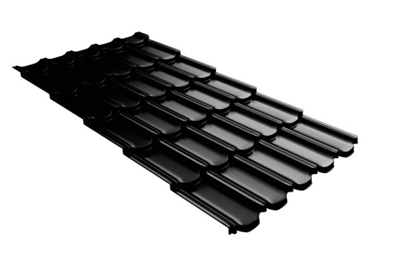 Металлочерепица квинта плюс с 3D резом 0,5 GreenСoat Pural Matt RR 33 черный (RAL 9005 черный) купить в Учалах