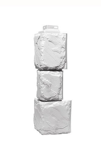 Угол наружный «Камень крупный»  Мелованный белый купить в Учалах