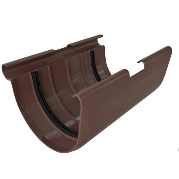 Водосток Альта-Профиль ПВХ – Соединитель желоба (коричневый) купить в Учалах