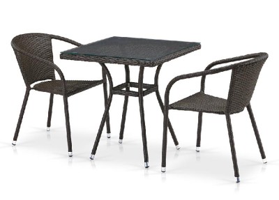 Комплект плетеной мебели AFINA из иск. ротанга T282BNT/Y137C-W53 Brown 2Pcs