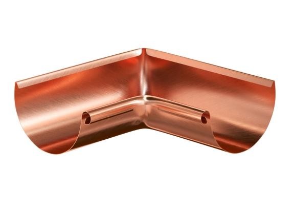 Водосток Aquasistem, система 150/100 - Угол желоба внутренний медный 90° купить в Учалах